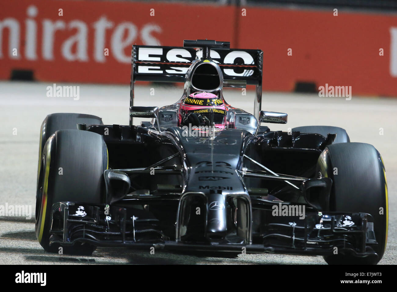 Marina Bay Street Circuit, Singapour. Sep 19, 2014. Grand Prix de Formule 1 de Singapour. Jenson Button de McLaren F1 Team est à la rue de Singapour : Action Crédit circuit Plus Sport/Alamy Live News Banque D'Images
