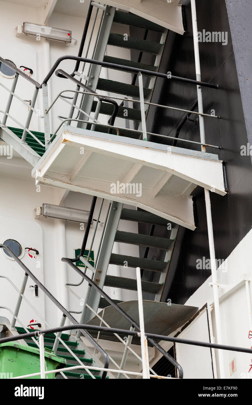 escalier de pont de navire Banque D'Images