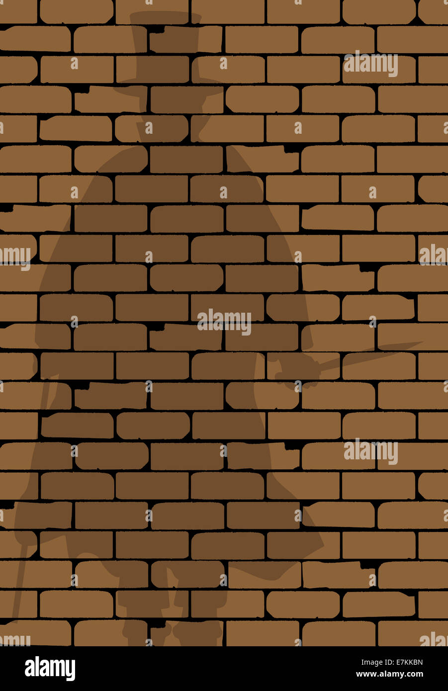 L'ombre de Jack l'Eventreur sur un vieux mur de l'époque victorienne. Banque D'Images