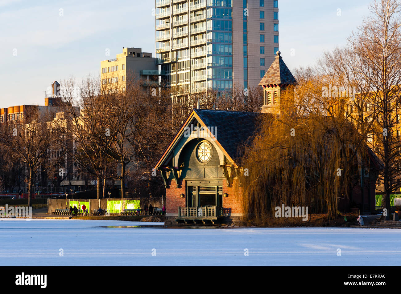 Nous, la ville de New York, Central Park. Harlem Meer, Charles A. Dana Discovery Center. Banque D'Images