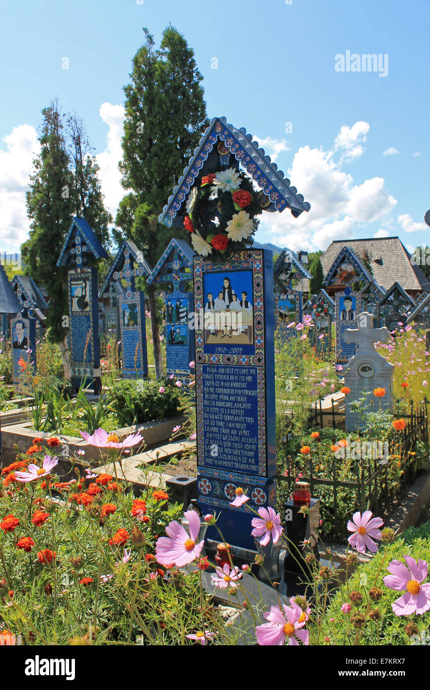 Cimetière Joyeux de Sapanta, Maramures, Roumanie Banque D'Images