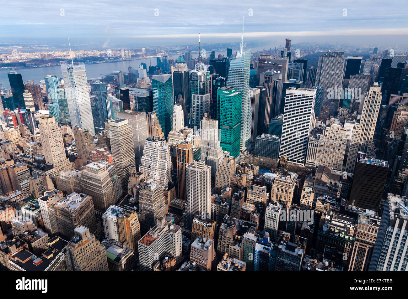 Nous, la ville de New York. Vue depuis l'Empire State Building d'observation. Banque D'Images