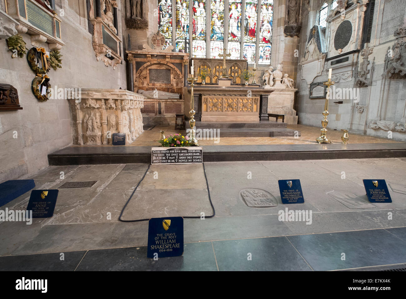 La Tombe de Shakespeare à l'église Holy Trinity à Stratford-upon-Avon Banque D'Images