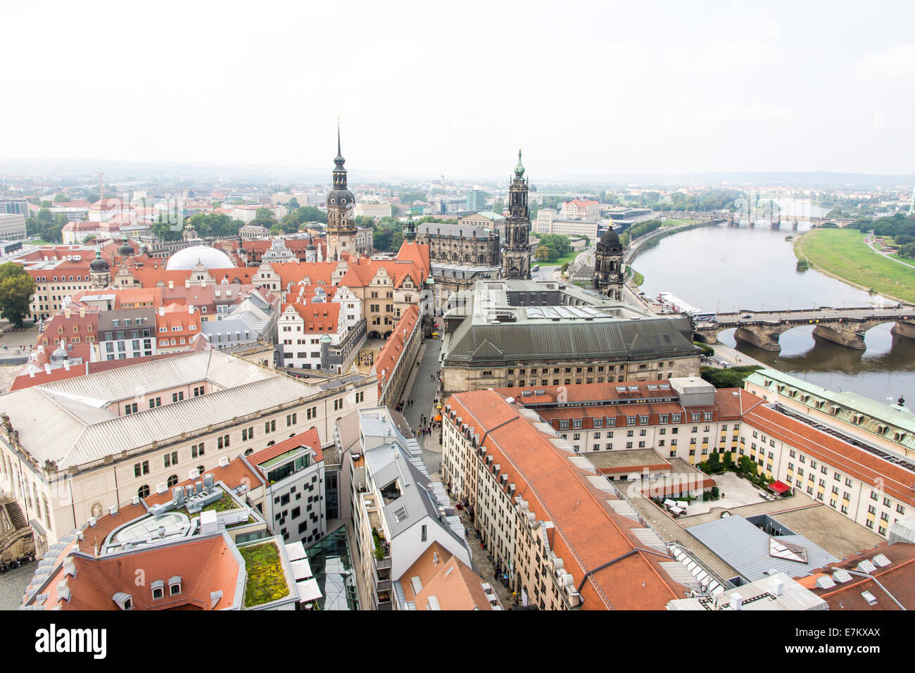 La ville de Dresde (Saxe) et de l'Elbe. Banque D'Images