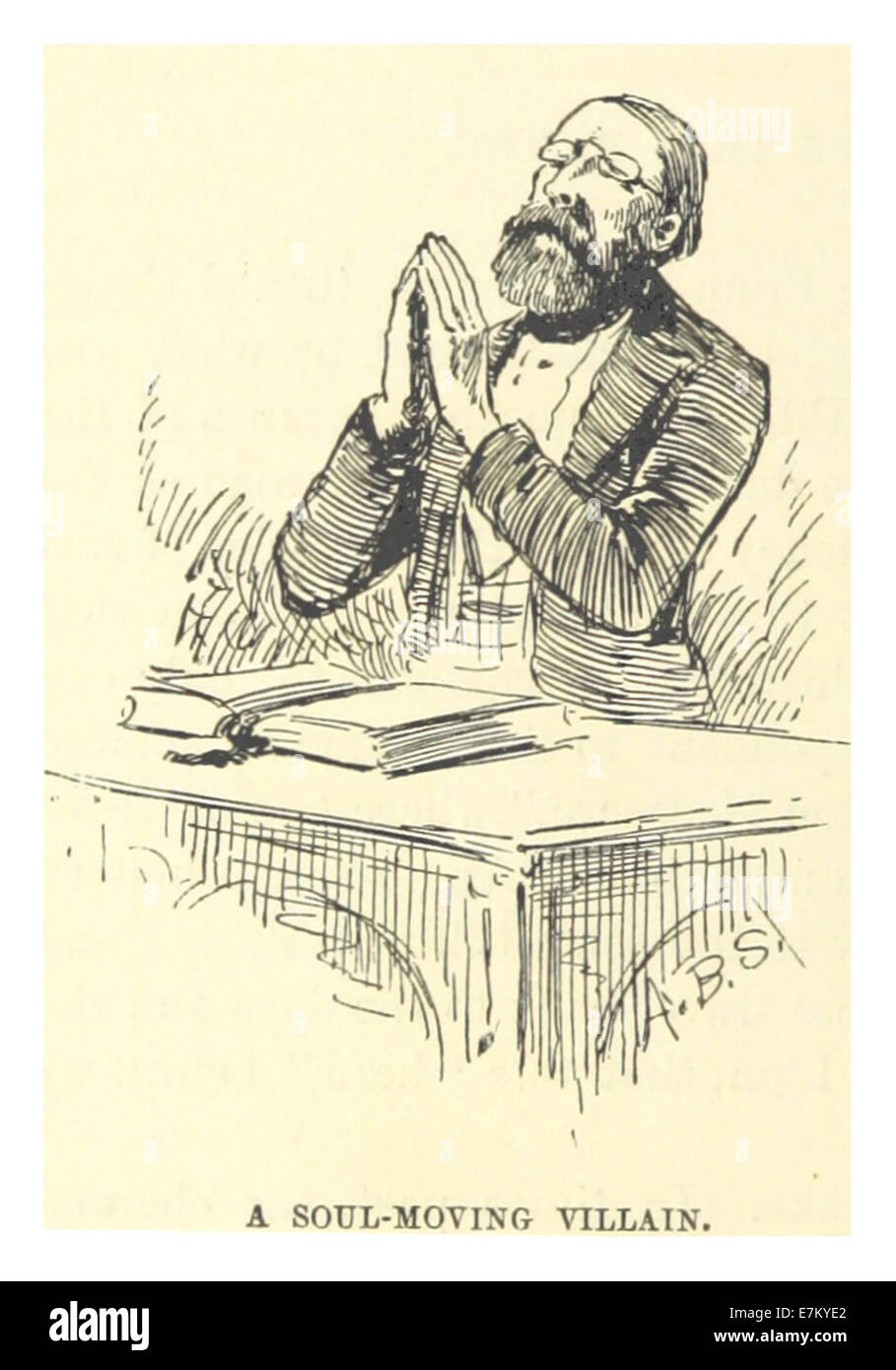 L’illustration et la description d’un personnage méchant de Mark Twain en 1883 dans *A Soul-Moving Villain* fournissent un récit visuel et narratif, contribuant à l’étude du développement du personnage dans la littérature. Banque D'Images