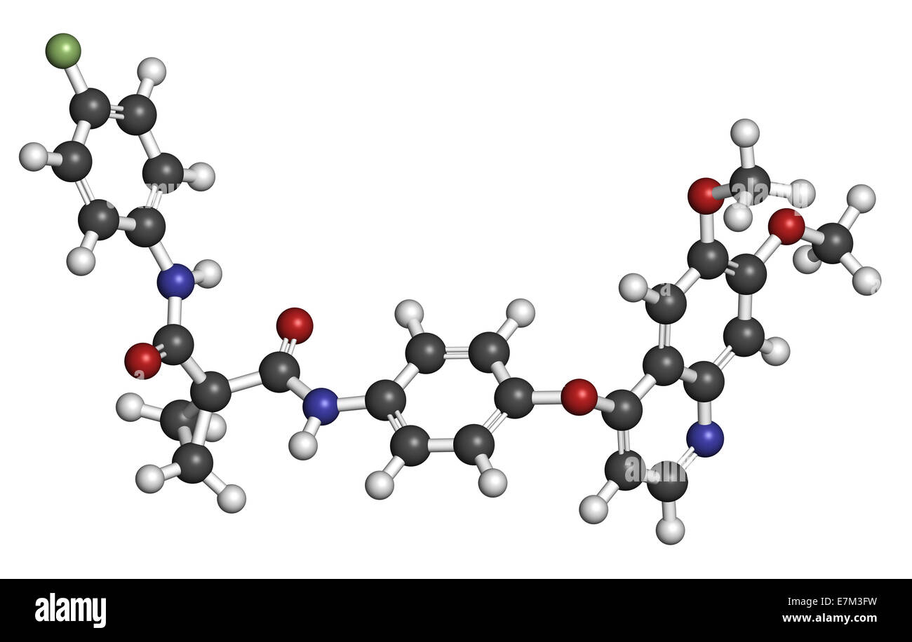 Cancer Cabozantinib molécule pharmaceutique. Inhibiteur de c-Met et VEGFR2 tyrosine kinases, utilisé dans le traitement de cancer médullaire de la thyroïde Banque D'Images