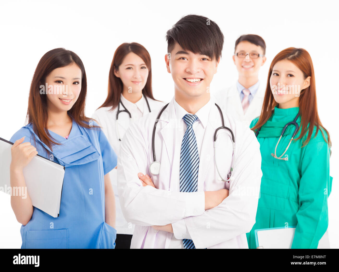 Médecin Professionnel team standing over white background Banque D'Images