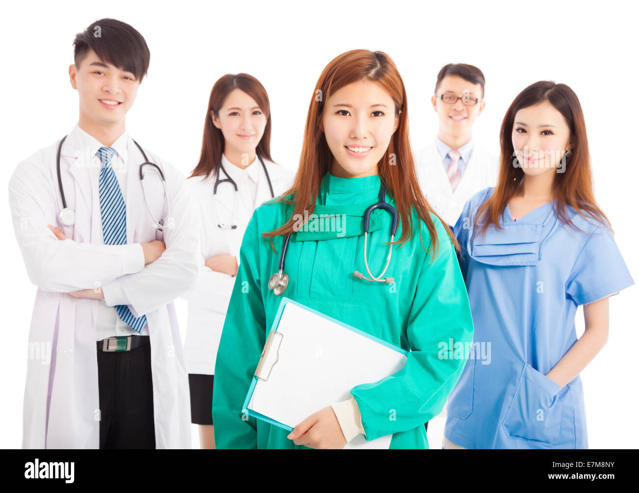 Médecin Professionnel team standing over white background Banque D'Images