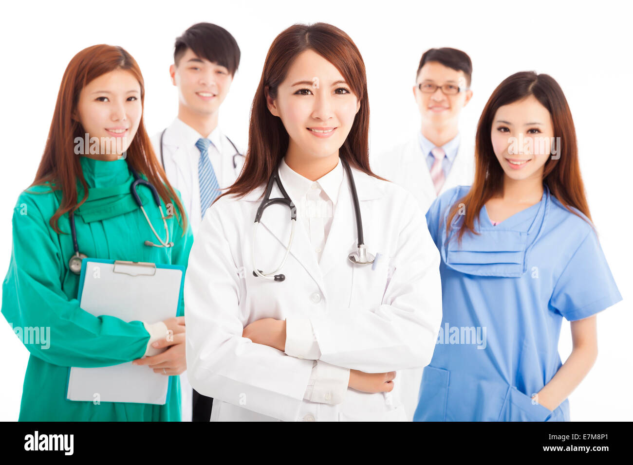 Médecin Professionnel team standing over white background Banque D'Images