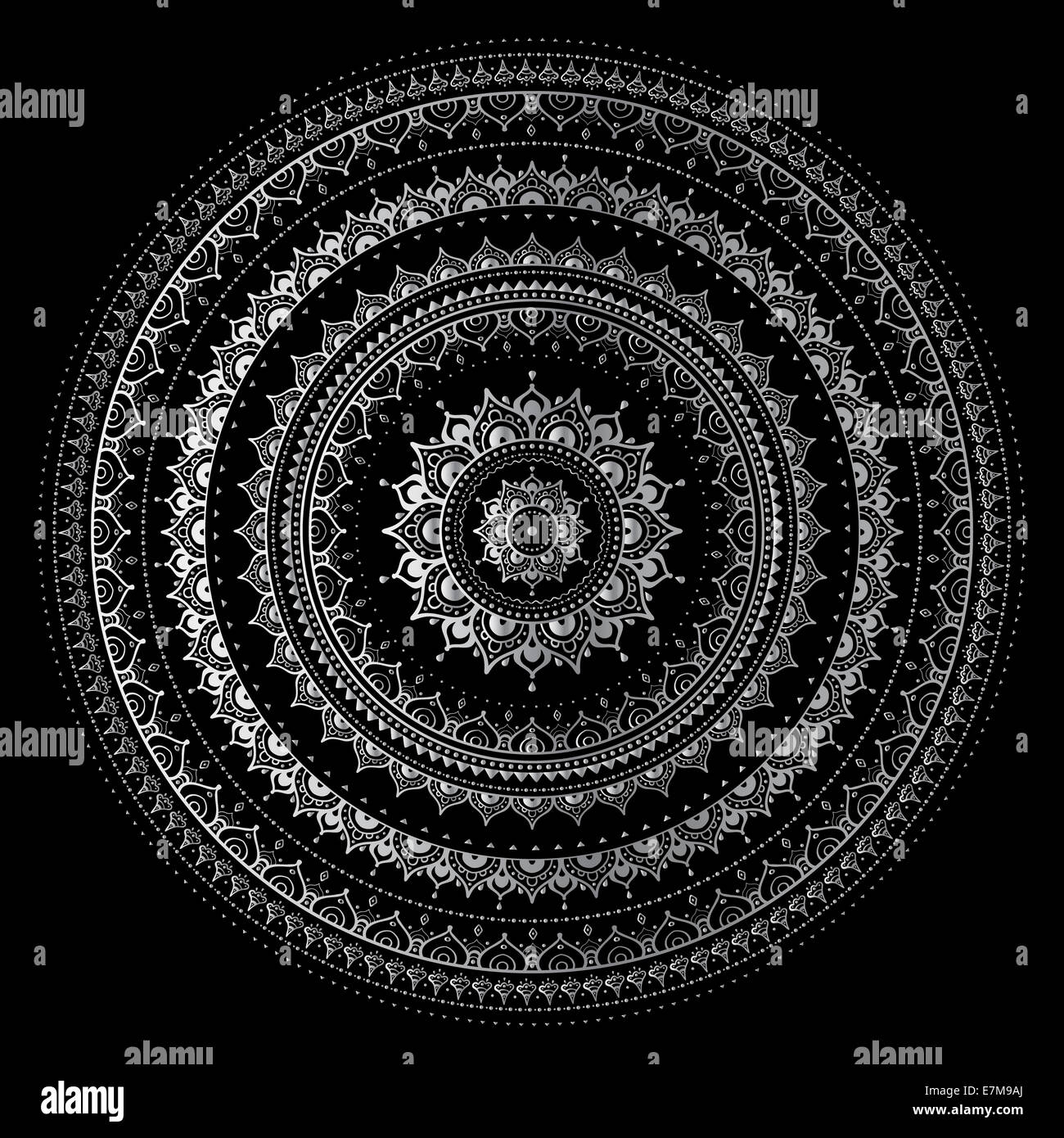 Mandala argent Banque D'Images