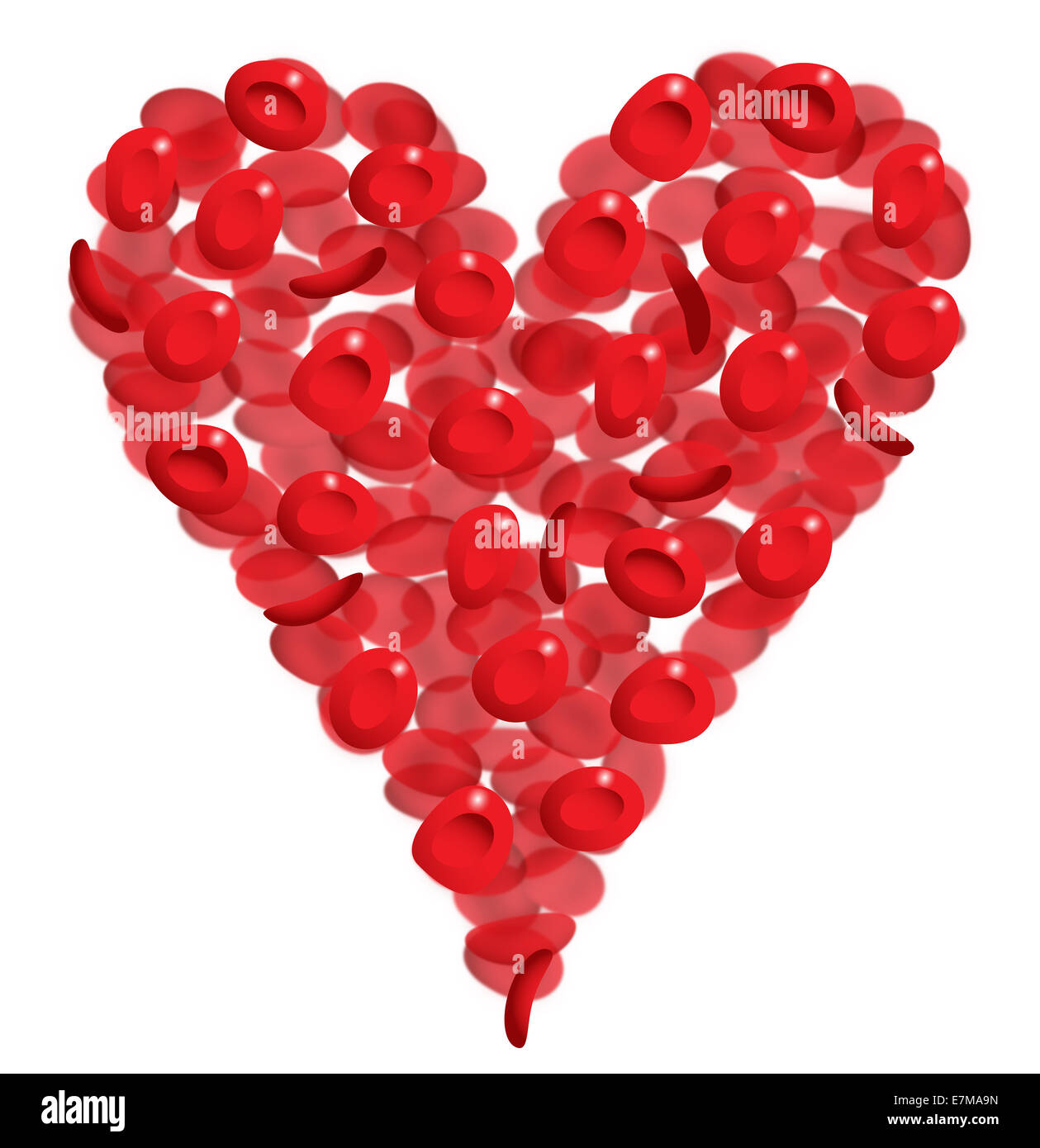 Forme de coeur formée par les globules rouges - Medical and Love concept illustration 3D - symbolisant la santé, l'amour et la circulation Banque D'Images