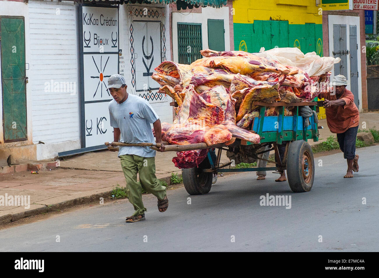 Marché de la viande fraîche de kart à Madagascar Banque D'Images