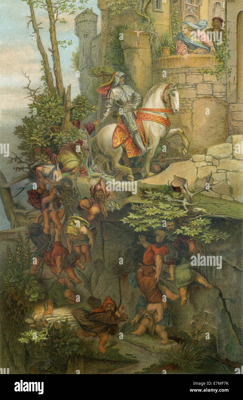 Cette peinture, connu sous le nom de Der Falkensteiner Ritt (Le Falkensteiner Ride), est par le peintre allemand Moritz von Schwind. Banque D'Images