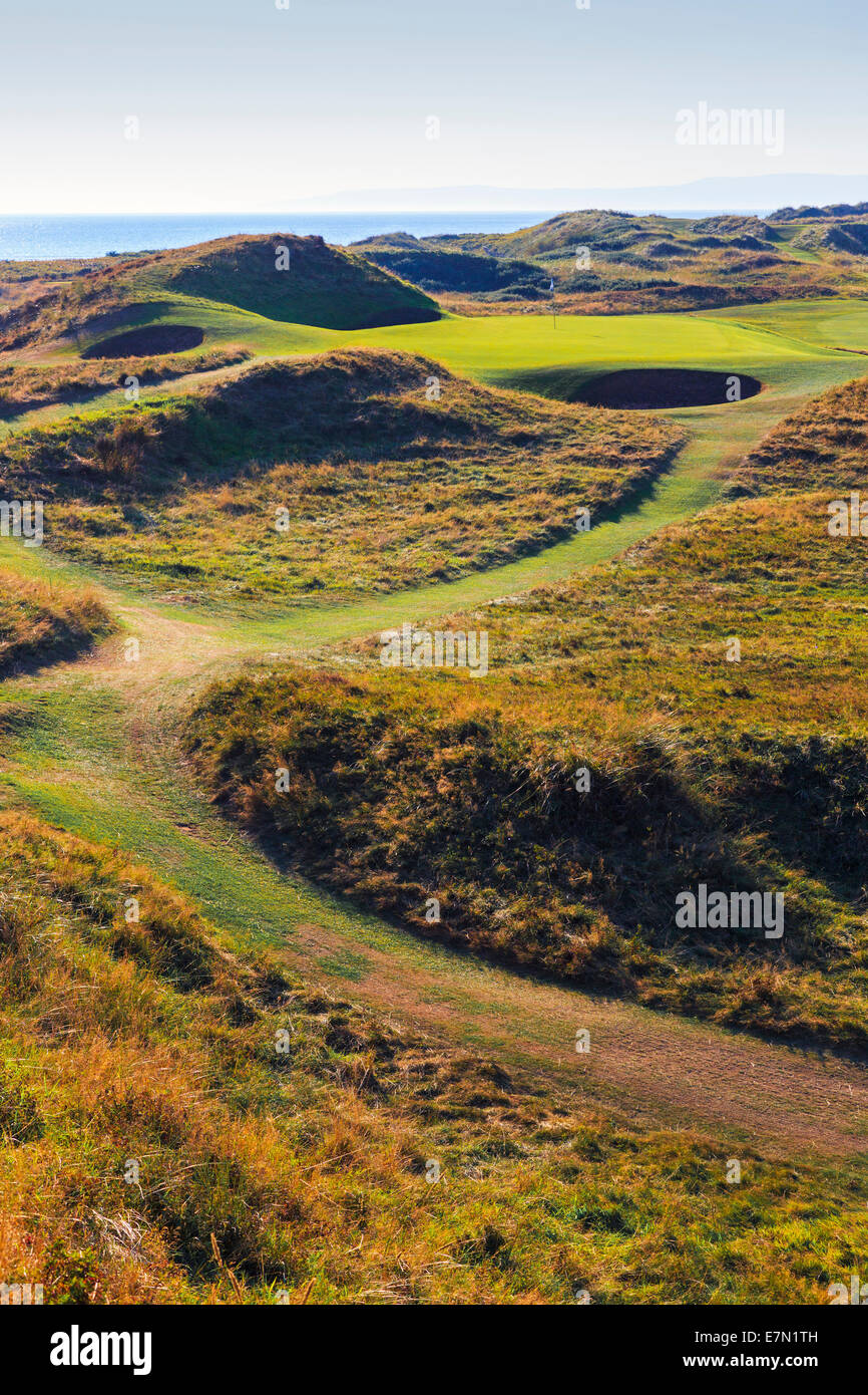 Trou Signature, le timbre-poste, le 8e, au Royal Troon Golf Club, Troon, Ayrshire, Scotland, UK Banque D'Images