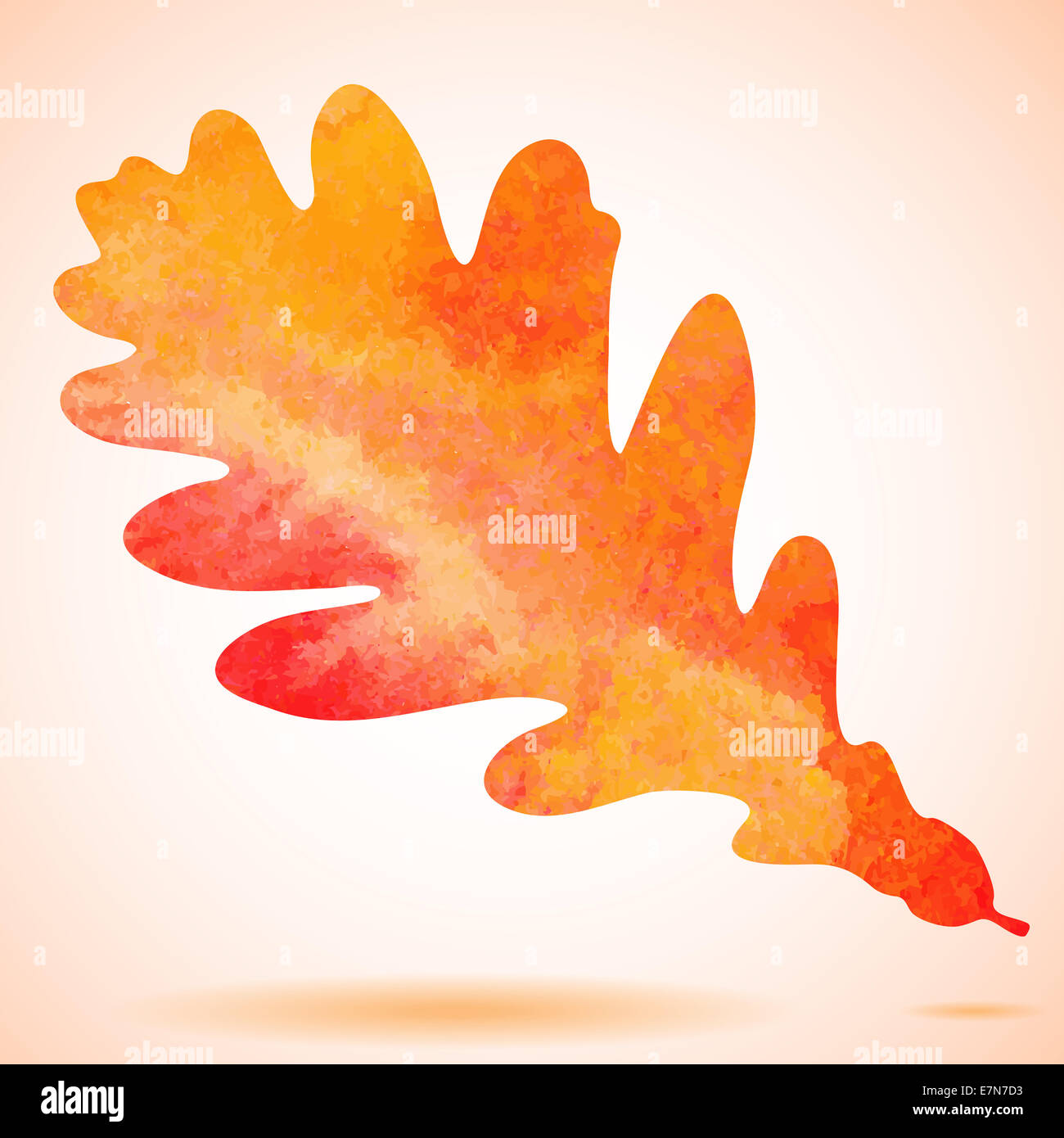 Aquarelle peint Orange automne vecteur fond feuille de chêne Banque D'Images