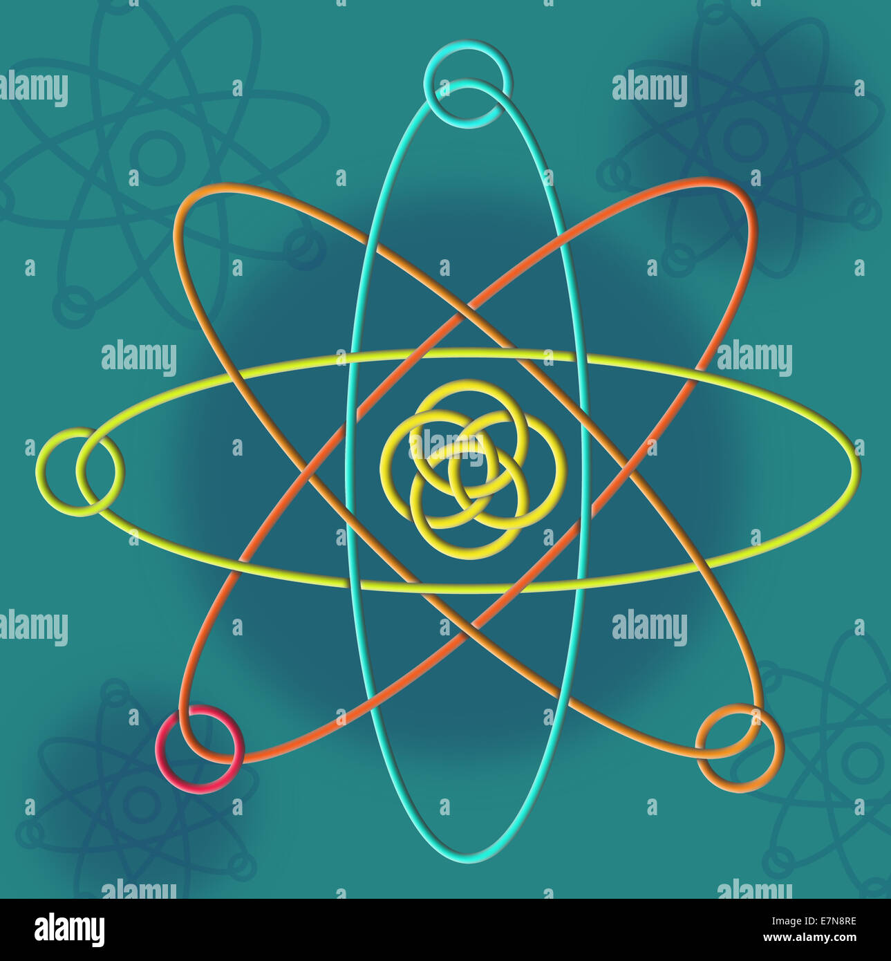 Illustration abstraite de structure atomique - concept de science et de technologie parfait pour les thèmes scientifiques, éducatifs et technologiques Banque D'Images