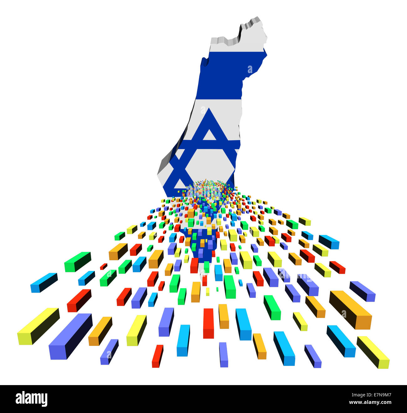 Israël carte drapeau avec des conteneurs illustration Banque D'Images