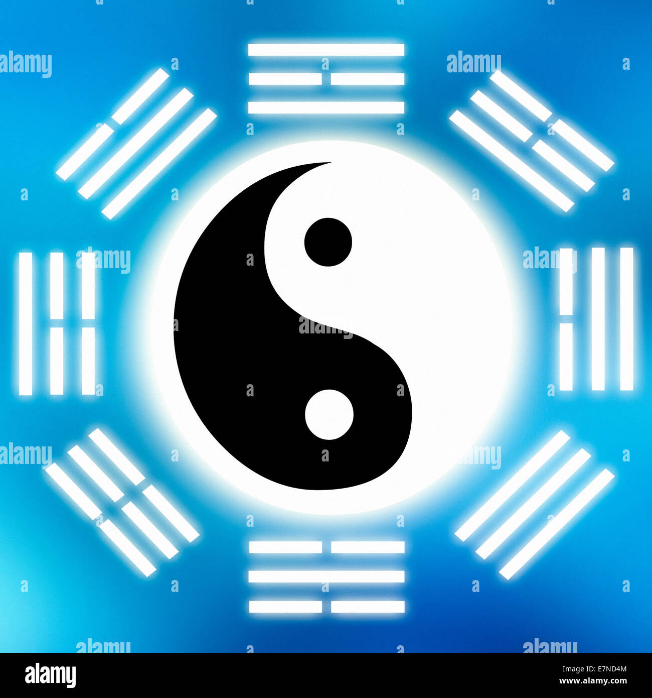 I-Ching et symboles Yin Yang Banque D'Images