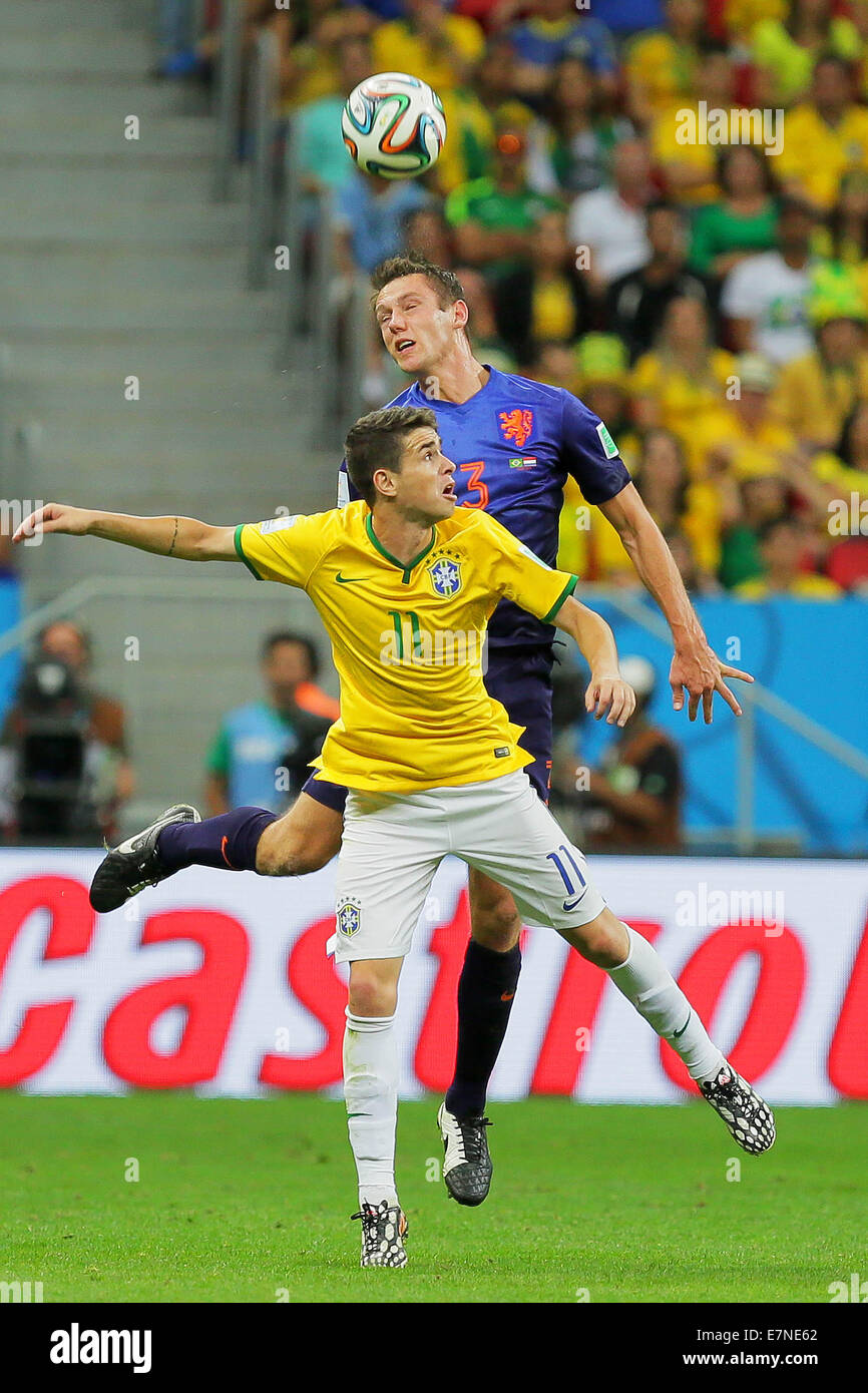 Oscar. Brésil v Holland. Jouer-0ff pour la troisième place. Coupe du Monde de la FIFA, Brésil 2014. Stade National, Brasilia. 12 juillet 2014. Banque D'Images