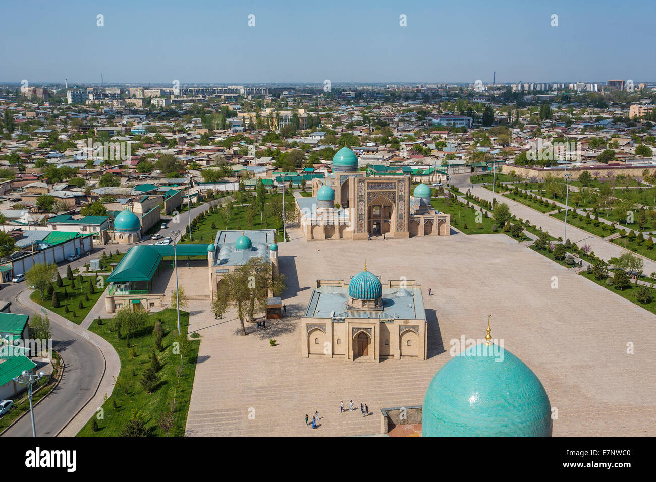 Complexe, Moyie, Moubarak, Hazrat Imam, bibliothèque, musée, Tachkent, ville, l'Ouzbékistan, en Asie centrale, en Asie, l'architecture, bleu, dômes, Banque D'Images