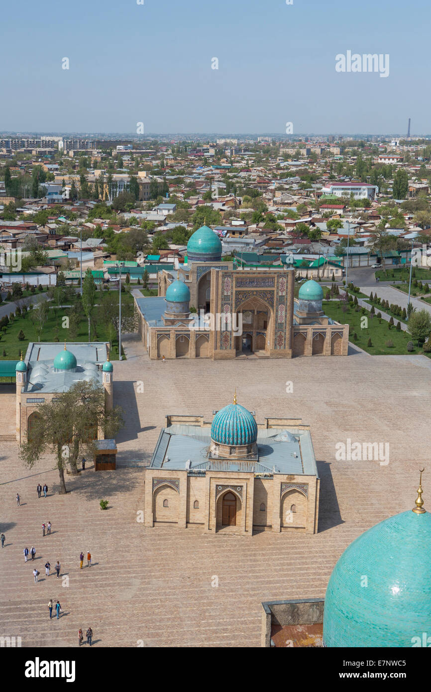 Complexe, Moyie, Moubarak, Hazrat Imam, bibliothèque, musée, Tachkent, ville, l'Ouzbékistan, en Asie centrale, en Asie, l'architecture, bleu, dômes, Banque D'Images