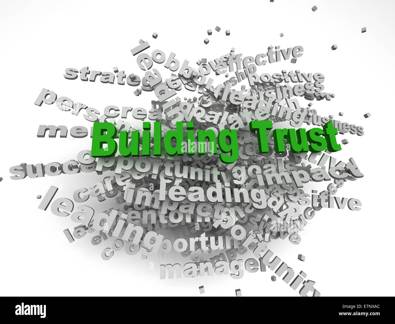Imagen 3D Building Trust concept dans word tag cloud sur fond blanc Banque D'Images