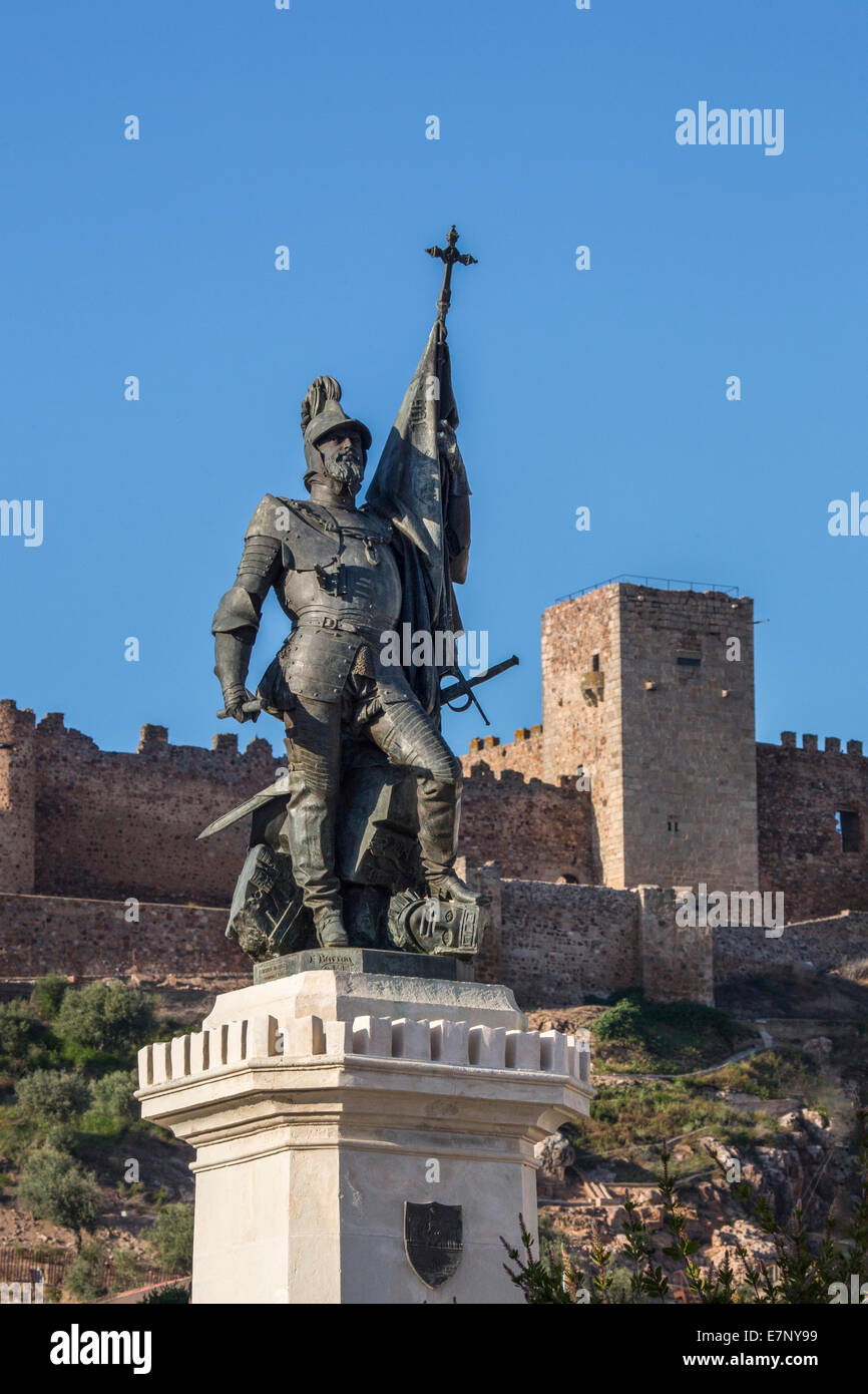 Badajoz, château, ville, Estrémadure, Hernan Cortes, Cortes, Medellin, Espagne, Europe, Amérique du Nord, l'architecture, conquistador, l'histoire Banque D'Images