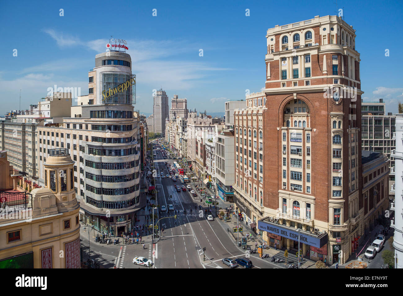 Avenue, Callao, ville, Gran Via, Madrid, Espagne, Europe, Square, l'architecture, le centre-ville, le modernisme, le tourisme, voyages Banque D'Images