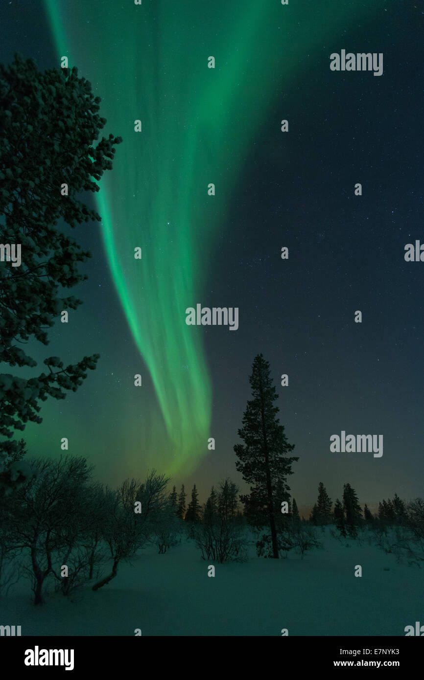 Aurora Borealis, Europe, Finlande, sky, ciel, Kiilopää, paysage, paysage, Laponie, la lumière de l'humeur, nuit, lumière du nord, Polar l Banque D'Images