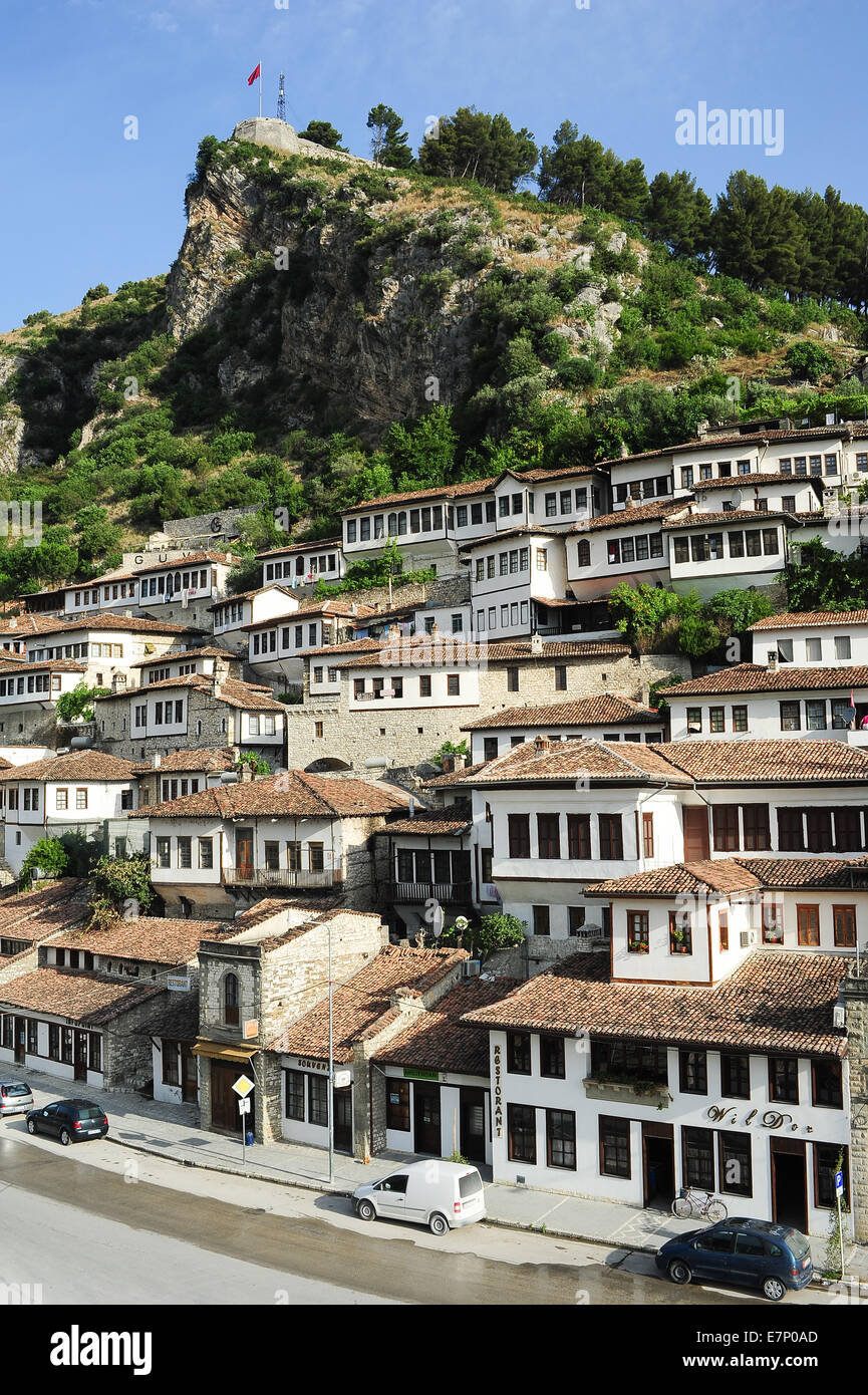 L'Albanie, l'albanais, l'architecture, l'attraction, Balkans, Berat, Berati, bâtiment, bâtiments, byzantine, l'église, ville, culture, Euro Banque D'Images