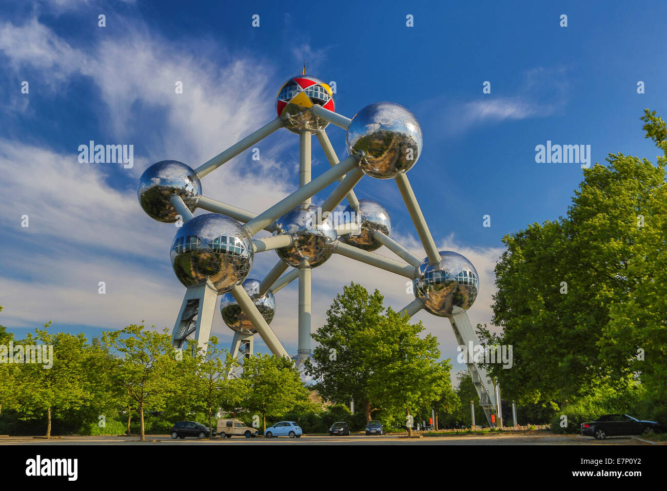 Atomium, sphères, Belgique, Europe, Bruxelles, architecture, ballons, ville, colorée, expo, célèbre, printemps, touristique, voyage Banque D'Images