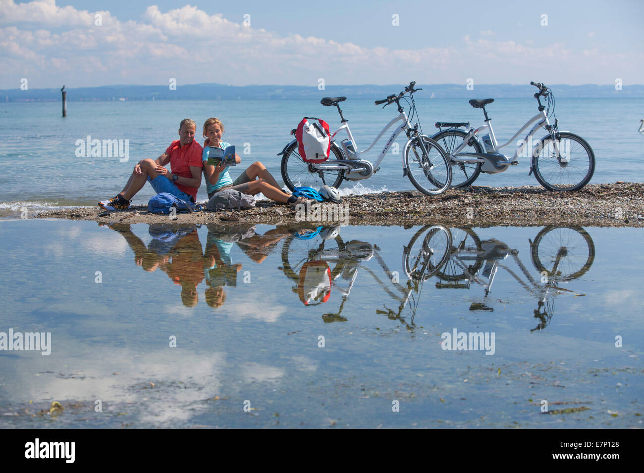 Le lac de Constance, biker, location, vélos, vélo, équitation, location de vélos terrain Suisse, canton, TG, Thurgovie, cœur itinéraire, Fl Banque D'Images