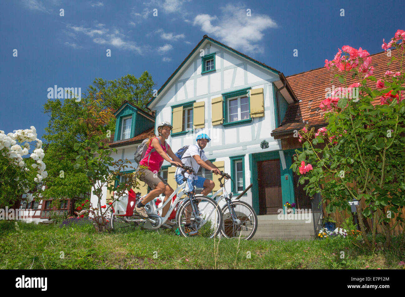Le lac de Constance, biker, Rosentürmli, Thal, coeur, location route, vélos, vélo, équitation, vélo, SG, dans le canton de Saint-Gall, Suisse Banque D'Images