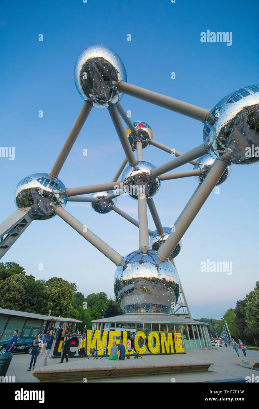 Atomium, sphères, Belgique, Europe, Bruxelles, architecture, ballons, ville, expo, célèbre, touristique, voyage, bienvenue Banque D'Images