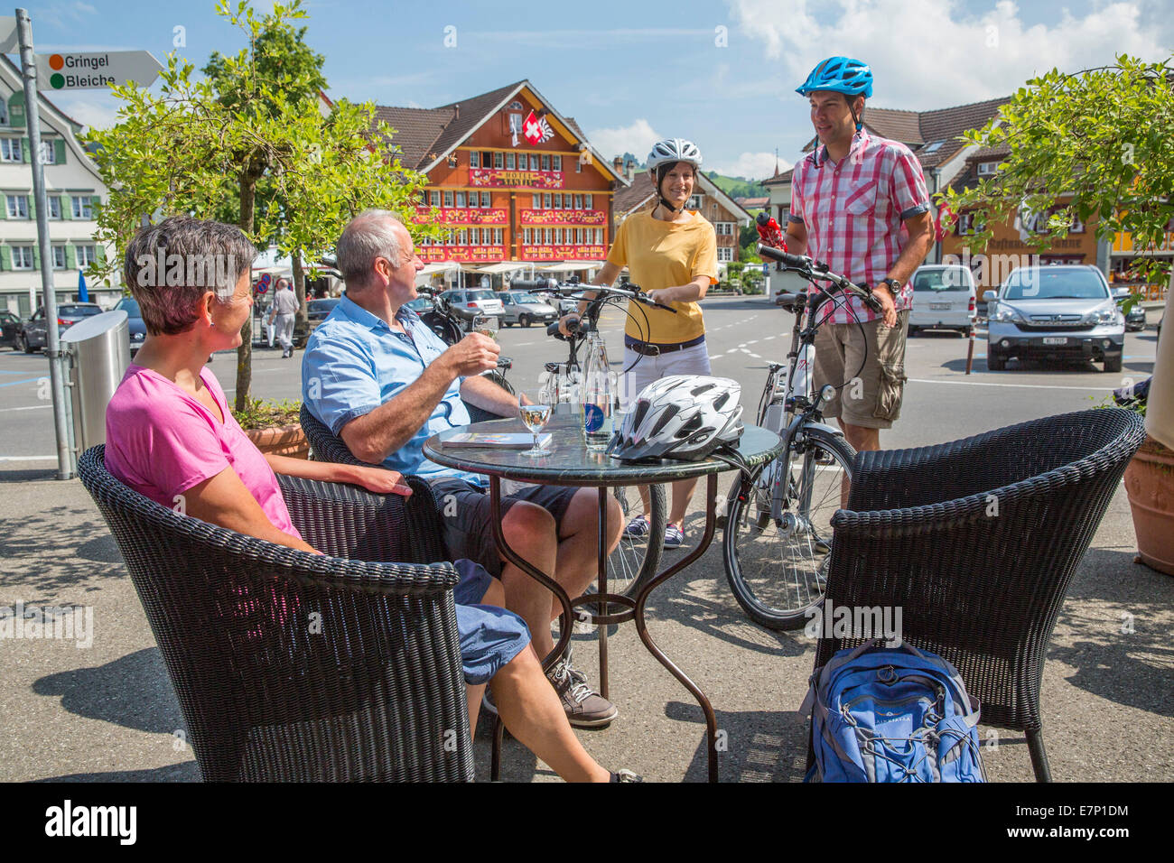 Route du coeur, biker, Appenzell, coeur, location route, vélos, vélo, équitation, vélo, canton, Appenzell, Innerroden, village, ville Banque D'Images