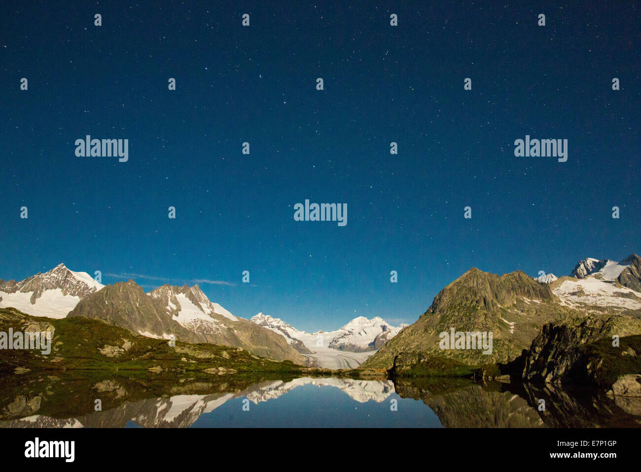 Eggishorn, Tällisee, glacier d'Aletsch, sky, montagne, montagnes, glaciers, glace, moraine, canton, VS, Valais, lac de montagne, l Banque D'Images