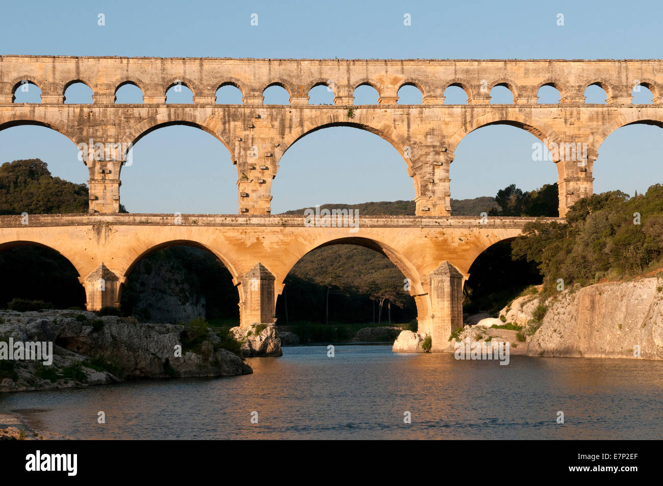 Pont du Gard, France, tourisme, pont, aqueduc, tourisme, Banque D'Images