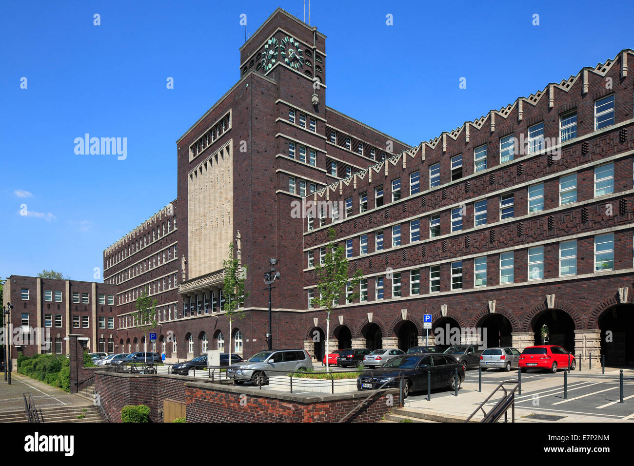 Allemagne, Europe, Oberhausen, Ruhr, Bas-rhin, Rhénanie du Nord, Westphalie, de l'hôtel de ville, l'expressionnisme de brique Banque D'Images