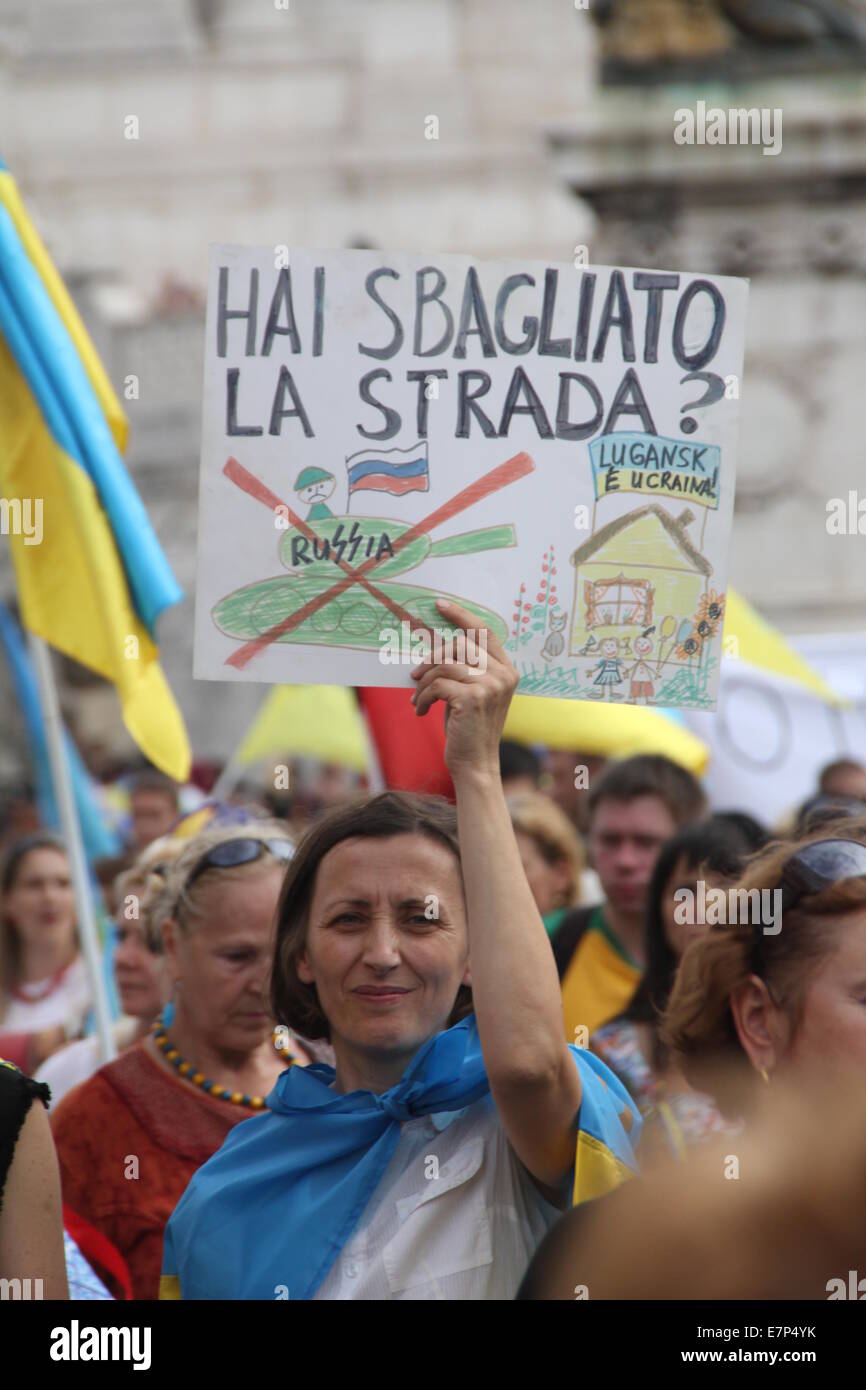 Rome, Italie. 21 Septembre, 2014. Manifestation pour la paix en Ukraine par la communauté italienne basée à Rome Italie Ukrainien Crédit : Gari Wyn Williams/Alamy Live News Banque D'Images