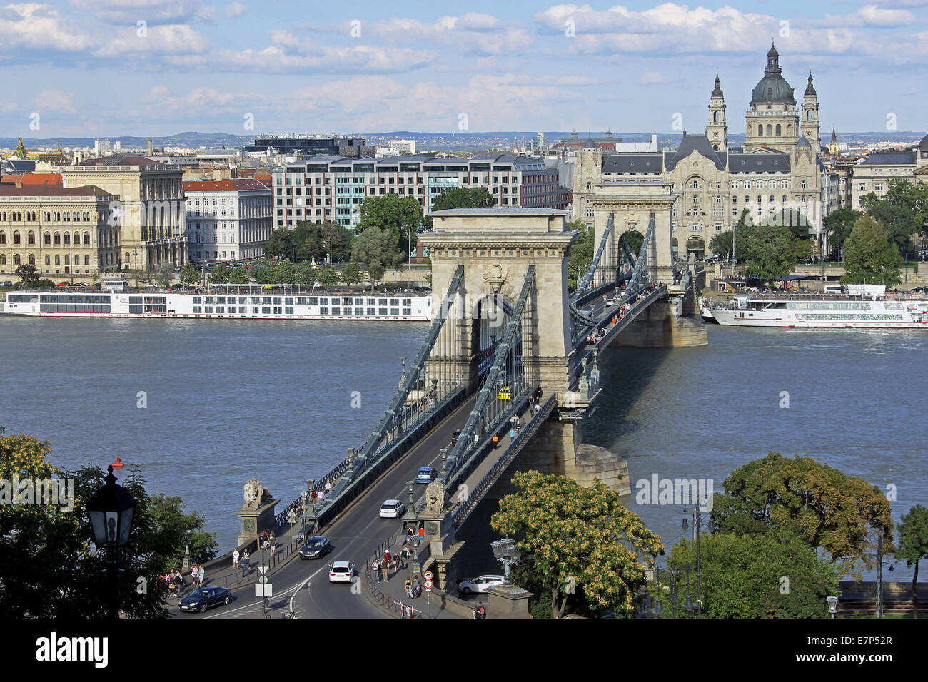 Le Pont des chaînes Széchenyi Chain ( officiellement le pont) a été la première pierre permanent-pont reliant Buda et Pest, Banque D'Images