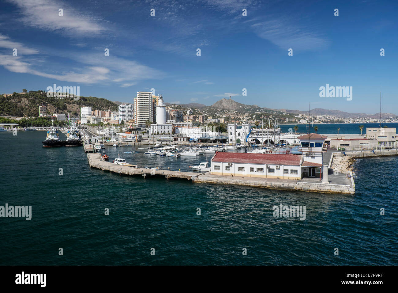 Espagne, Malaga, en mer Méditerranée, vue sur le port Banque D'Images