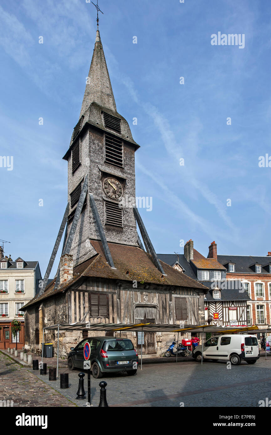 Clocher en bois de l'église de Sainte Catherine / église Sainte-Catherine, Honfleur, Calvados, Basse-normandie, France Banque D'Images