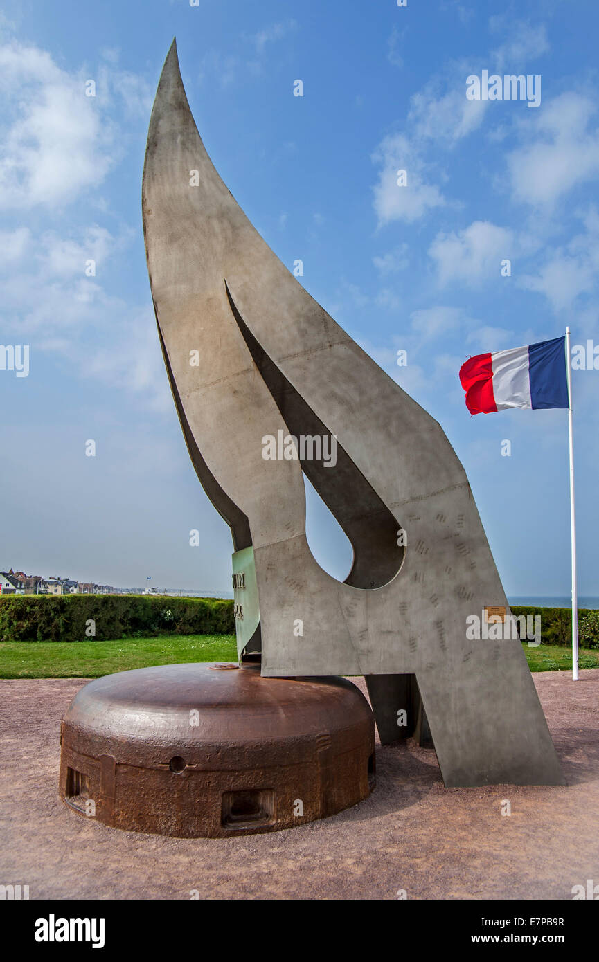Le Monument Français Gratuit / La Flamme / Commandos Kieffer Monument à Sword Beach à Ouistreham, Calvados, Basse-normandie, France Banque D'Images