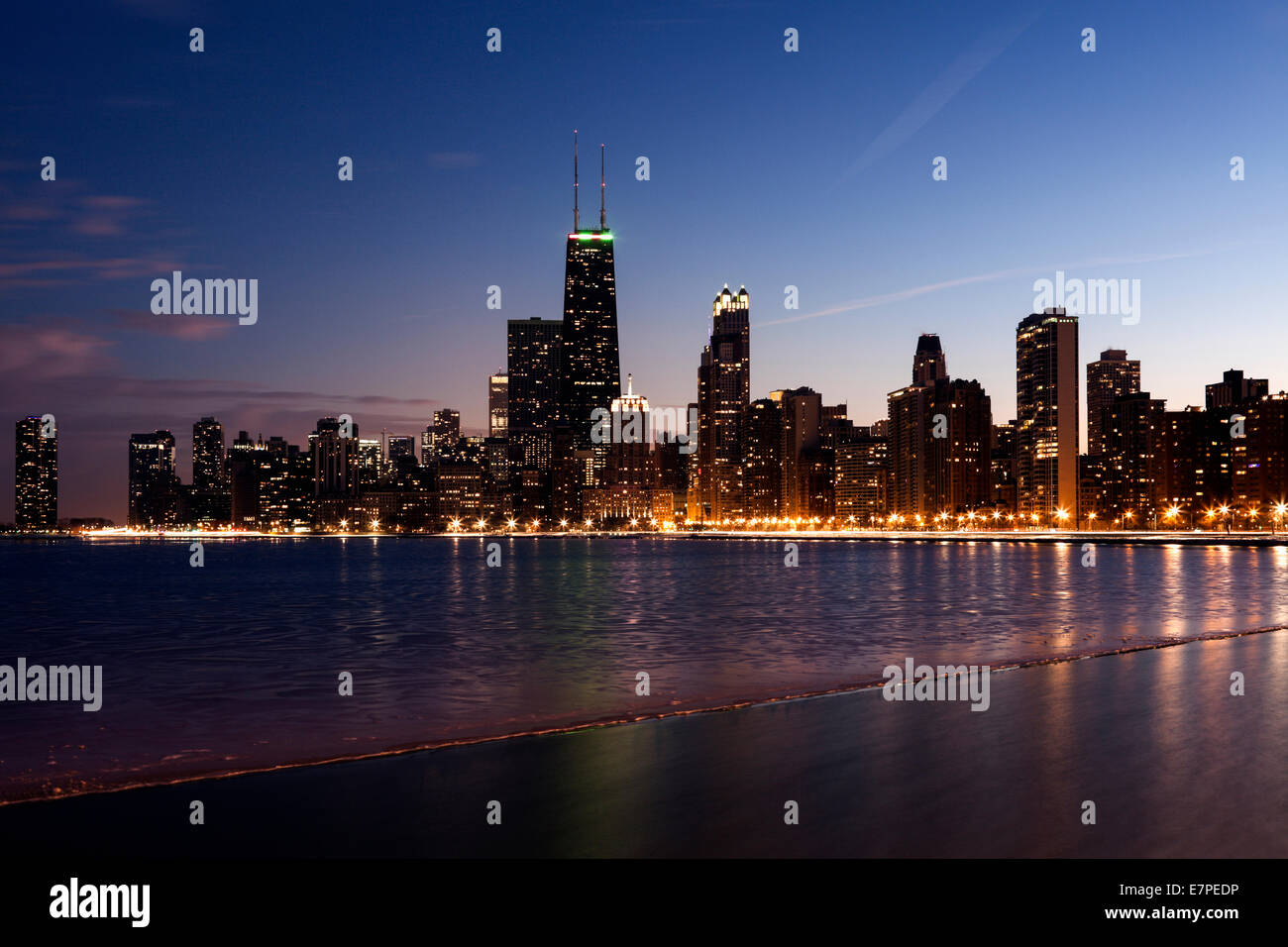 États-unis, Illinois, Chicago, le centre-ville vu de North Avenue Beach Banque D'Images