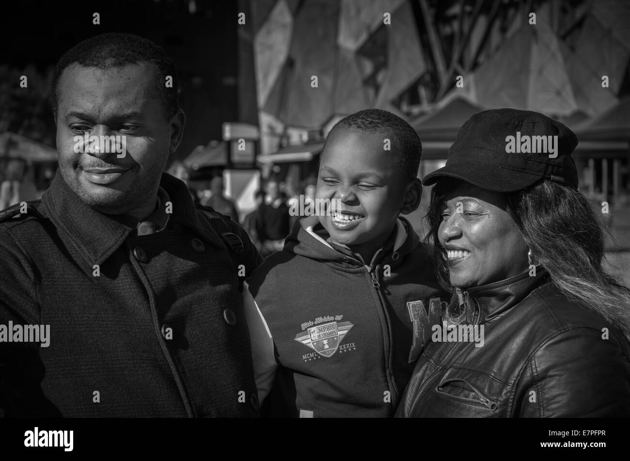 Happy African Family Taking Self Portrait Banque D'Images