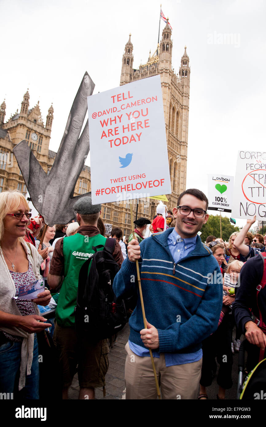 Londres, Royaume-Uni. Sep 21, 2014. Protestation du climat 2014, Londres : Crédit Tovy Adina/Alamy Live News Banque D'Images