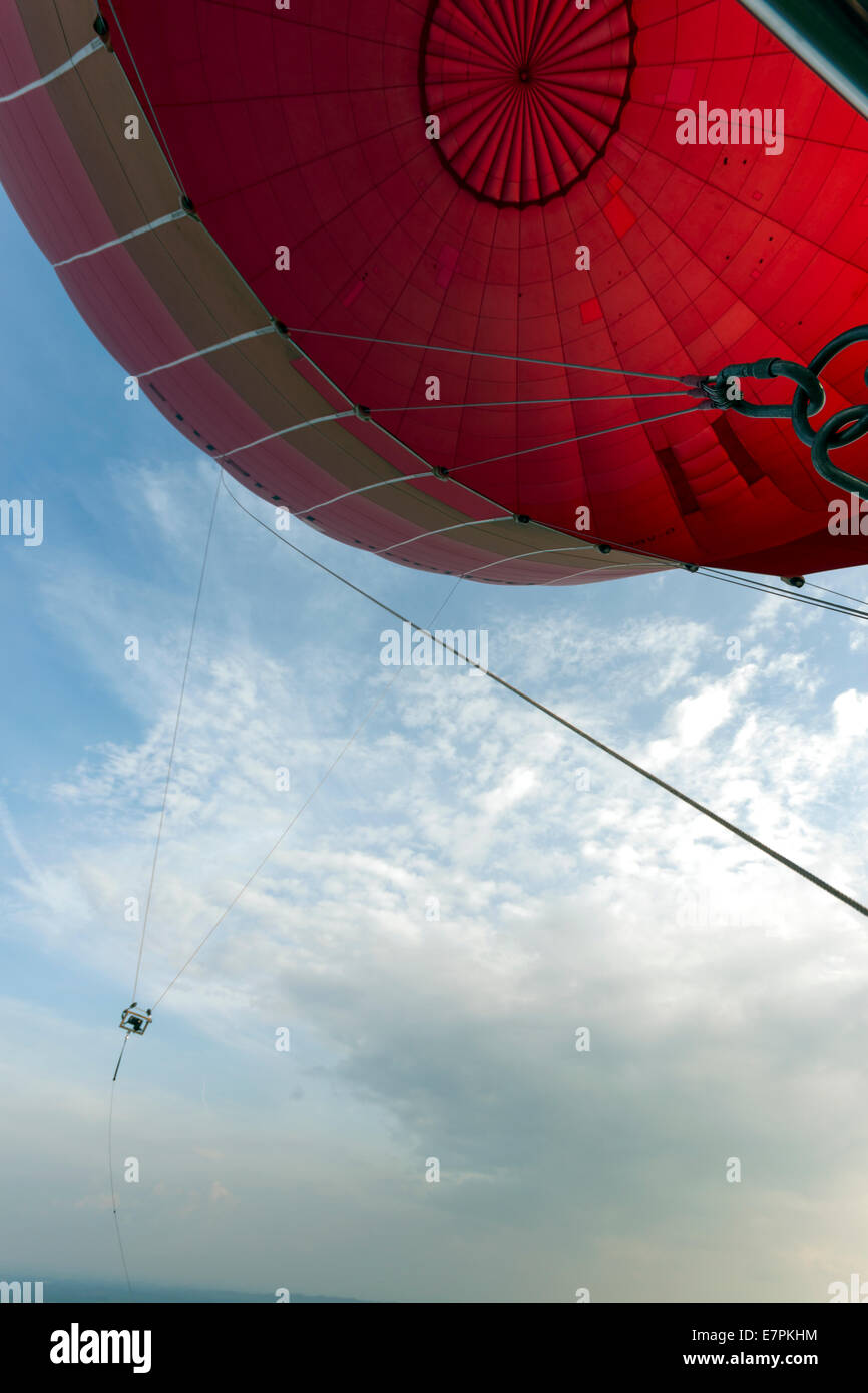 Caméra montée sur un ballon à air chaud pour photographier les passagers, Shropshire, Angleterre Banque D'Images