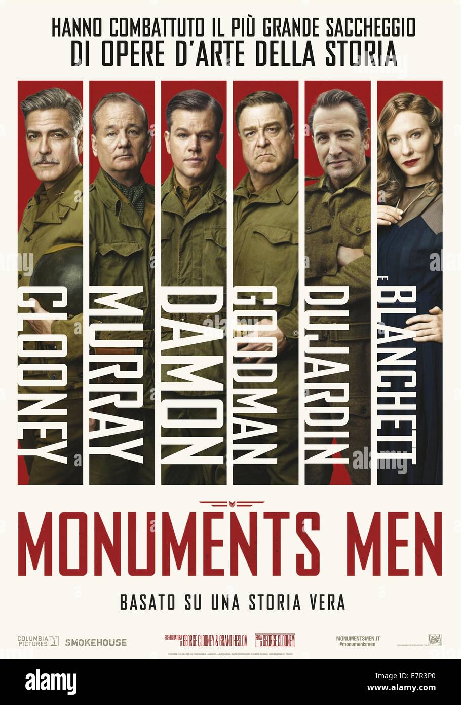 Les Monuments Hommes Année : 2014 USA / Allemagne Réalisateur : George Clooney George Clooney, Bill Murray, Matt Damon, John Goodman, Jean Dujardin, Cate Blanchett Film poster (IL) Banque D'Images