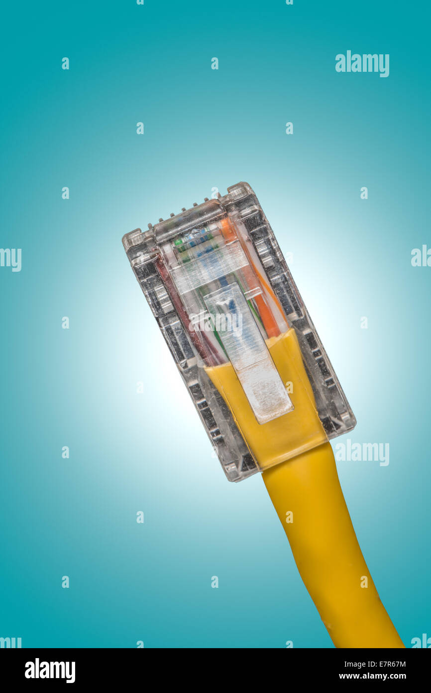 Fermer résultat de la mise en réseau par câble lan Banque D'Images