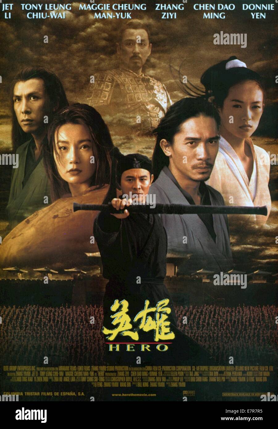 Hero Ying xiong Année : 2002 Réalisateur : Zhang Yimou Chine Maggie Cheung, Jet Li, Tony Leung Chiu Wai, Zhang Ziyi affiche de film Banque D'Images